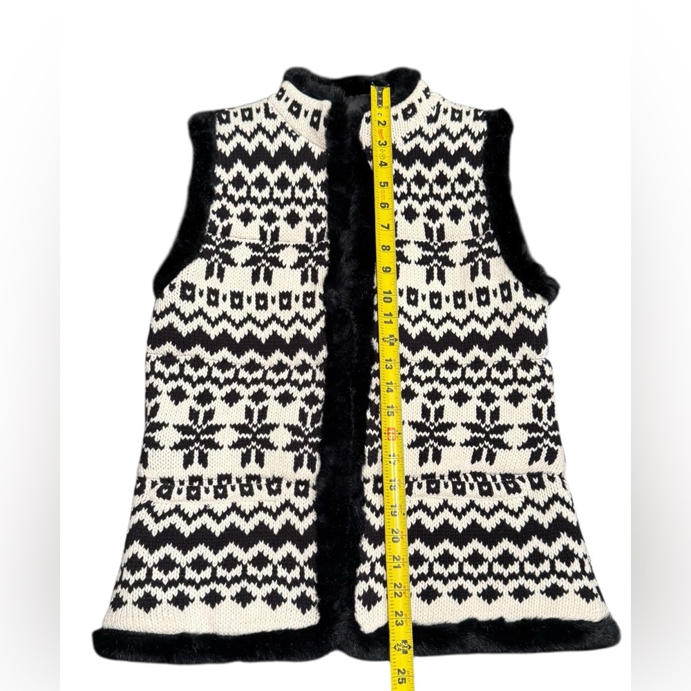 Talbots Vest Artic Fair Isle Quilted Black and White Women’s XS - Picture 7 of 12